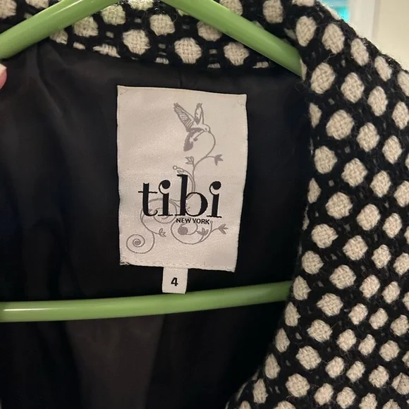 Tibi black and white polkadot coat size 4